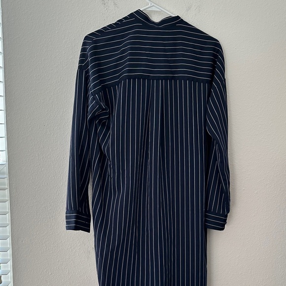 Navy Striped Long Sleeve oversized button up dress - Picture 6 of 6